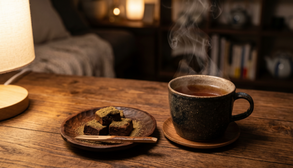 ほうじ茶と生チョコレート