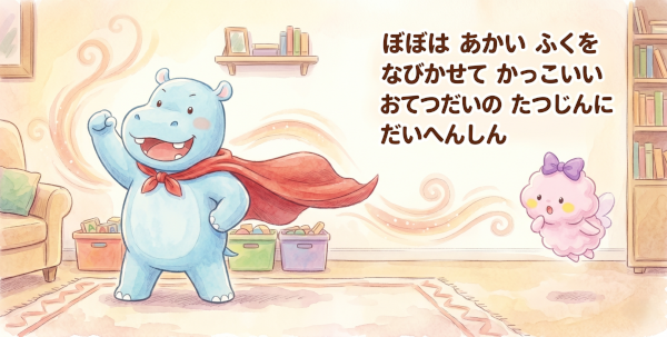 お手伝いの達人に変身した絵